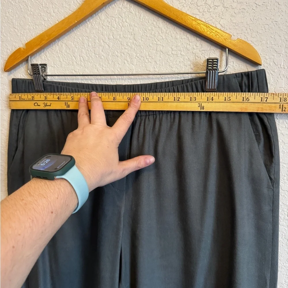 J.Jill Women Gray Linen Blend Pull On Pants Elastic Waist Casual Size M